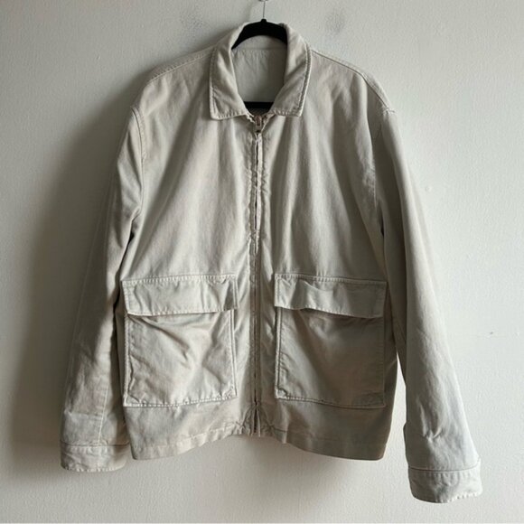 Zara Sz XL Cotton Off Grey Full Zip Thick Jacket - Picture 2 of 11